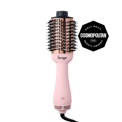 L'ange Le Volume 75MM Blush hair volumizing brush dryer, displayed  on a white background, featuring a Cosmopolitan Holy Grail Beauty Awards 2026 badge